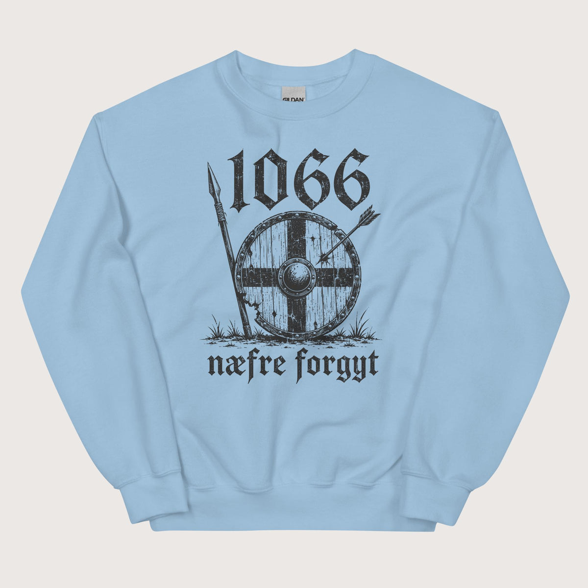 Light Blue 1066 Never Forget in Old English Sweatshirt - history buff gift by HistoHead