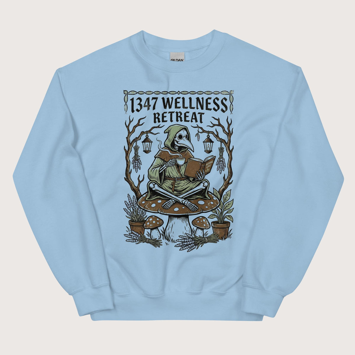 Light Blue Plague Doctor Wellness Retreat Sweatshirt - history buff gift by HistoHead