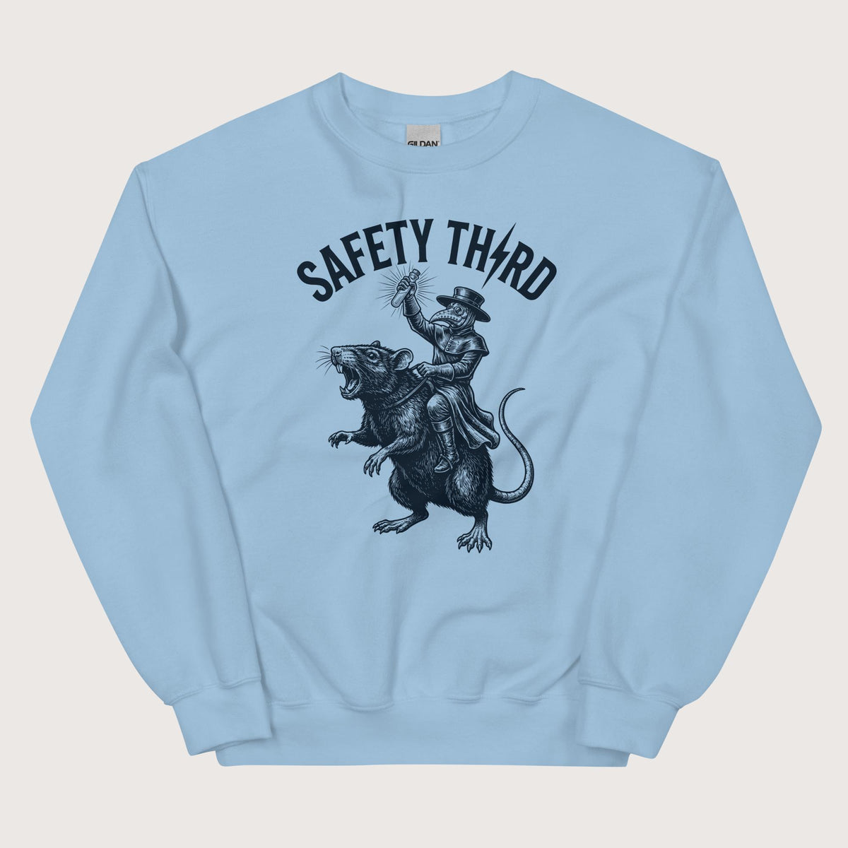 Light Blue Plague Doctor Safety Third Sweatshirt - history buff gift by HistoHead