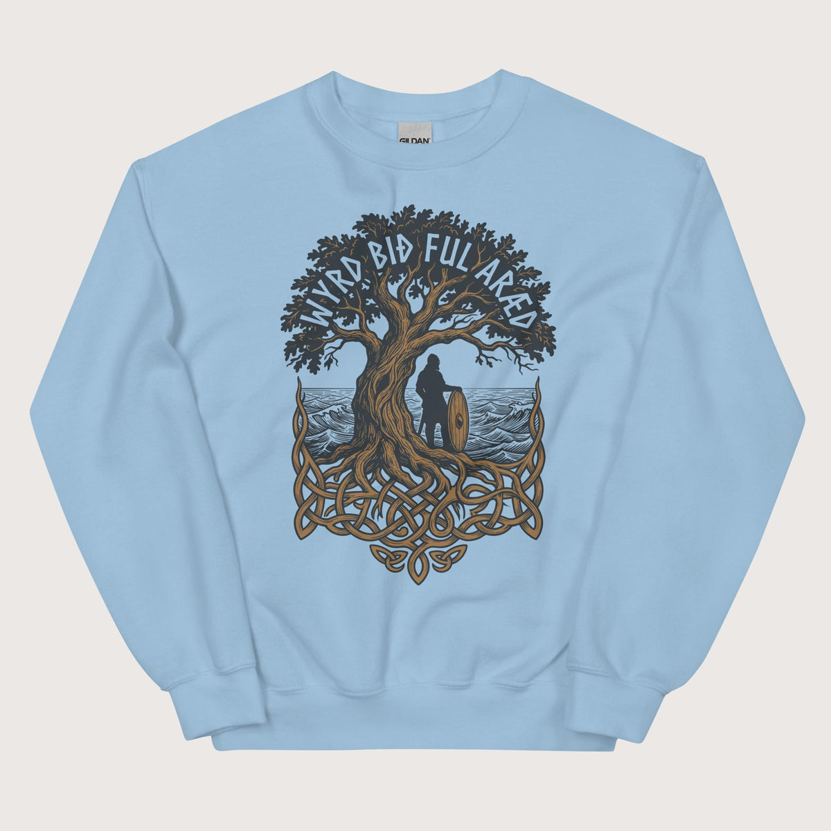 Light Blue Old English Fate Is Inexorable Sweatshirt - history buff gift by HistoHead