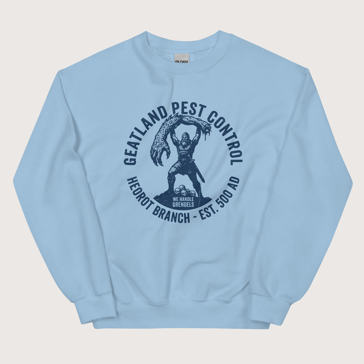 Light Blue Geatland Pest Control Sweatshirt - history buff gift by HistoHead