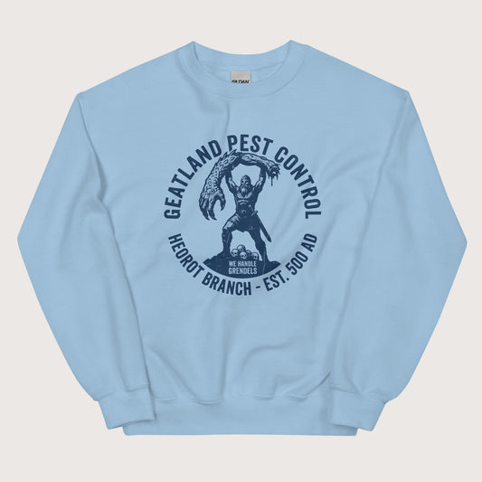 Light Blue Geatland Pest Control Sweatshirt - history buff gift by HistoHead