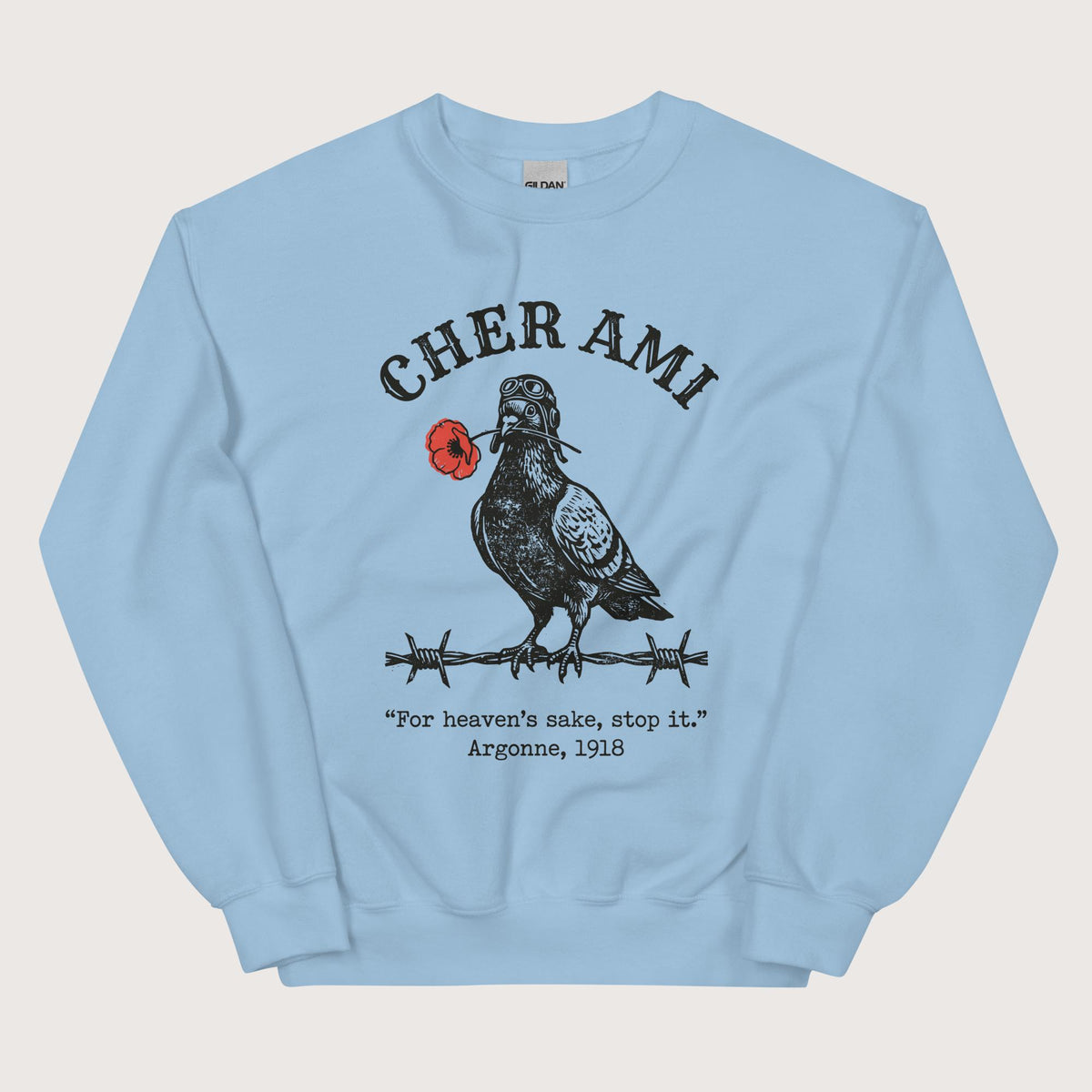 Light Blue Cher Ami Sweatshirt - history buff gift by HistoHead