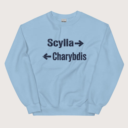 Light Blue Between Scylla and Charybdis Sweatshirt - history buff gift by HistoHead