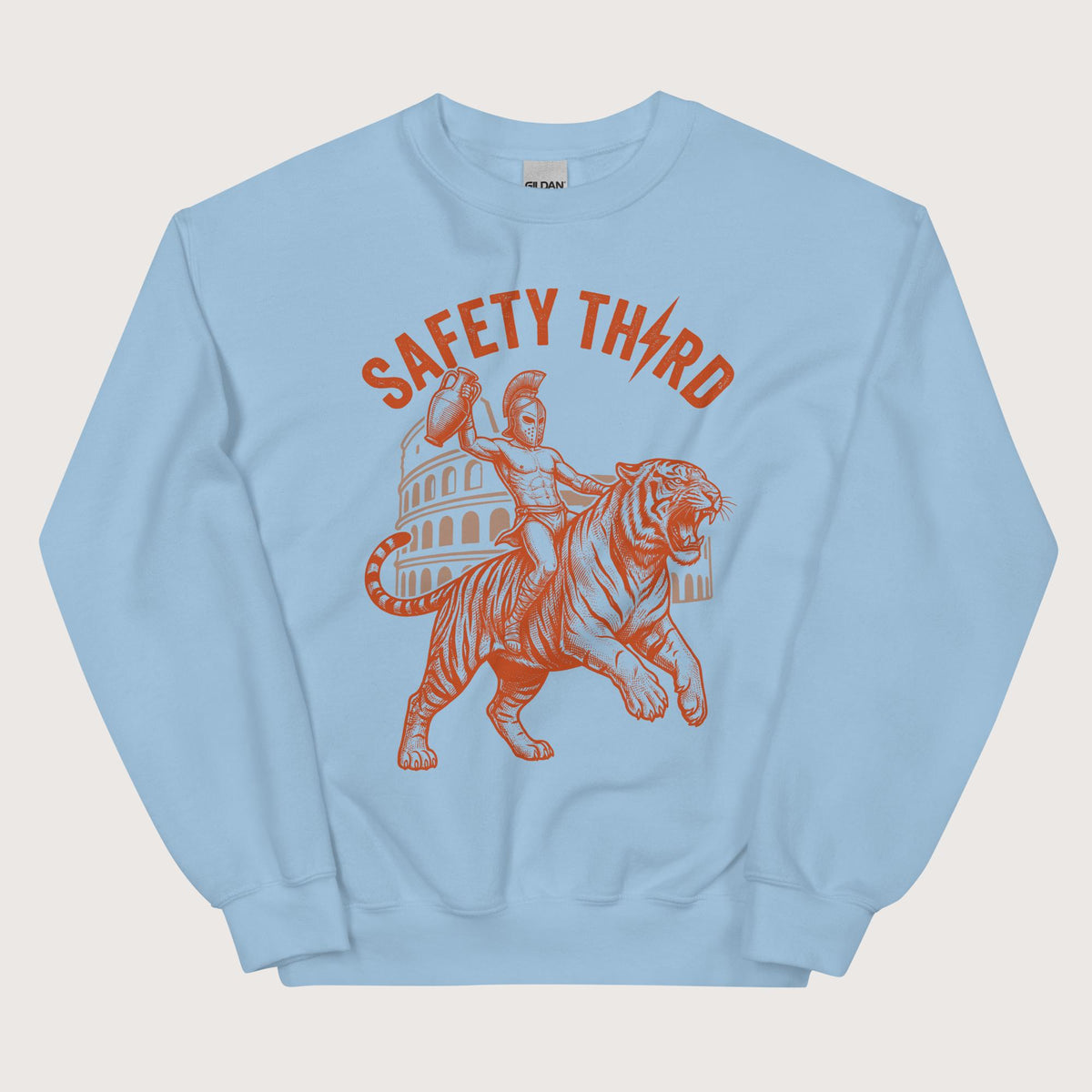 Light Blue Gladiator Safety Third Sweatshirt - history buff gift by HistoHead