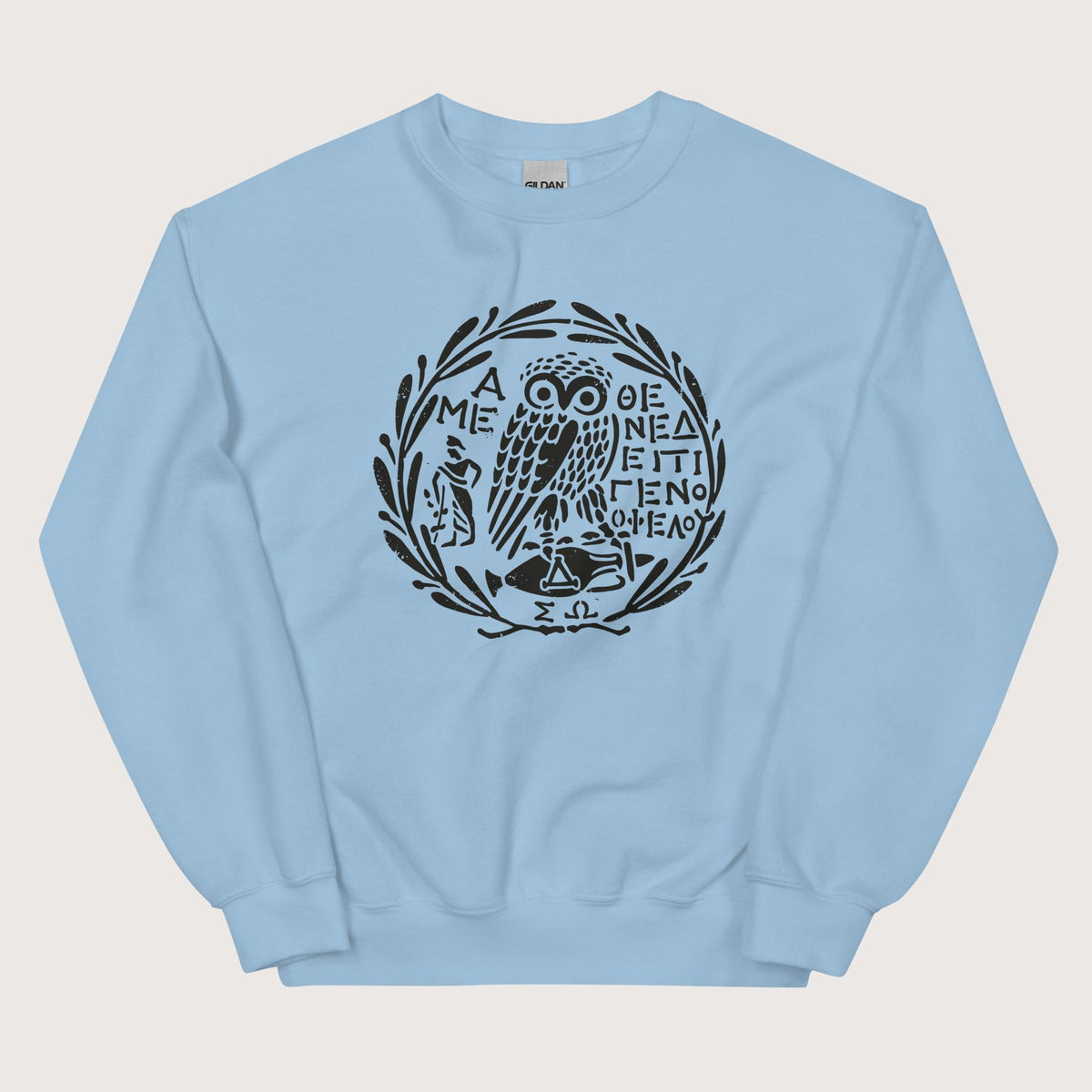 Light Blue Owl of Athena 2 Sweatshirt - history buff gift by HistoHead
