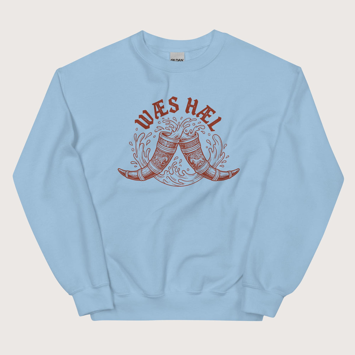 Light Blue Wæs Hæl Sweatshirt - history buff gift by HistoHead