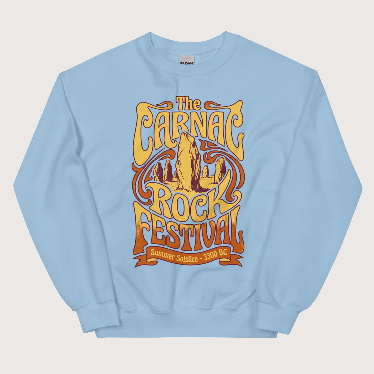Light Blue Carnac Rock Festival Sweatshirt - history buff gift by HistoHead