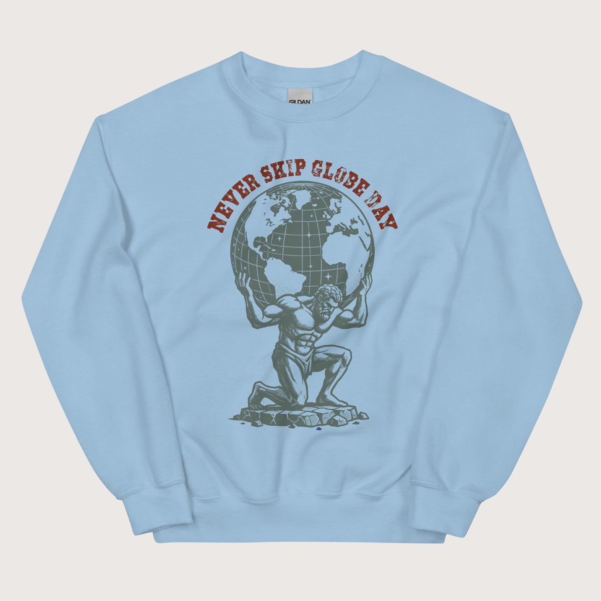 Light Blue Atlas Never Skip Globe Day Sweatshirt - history buff gift by HistoHead