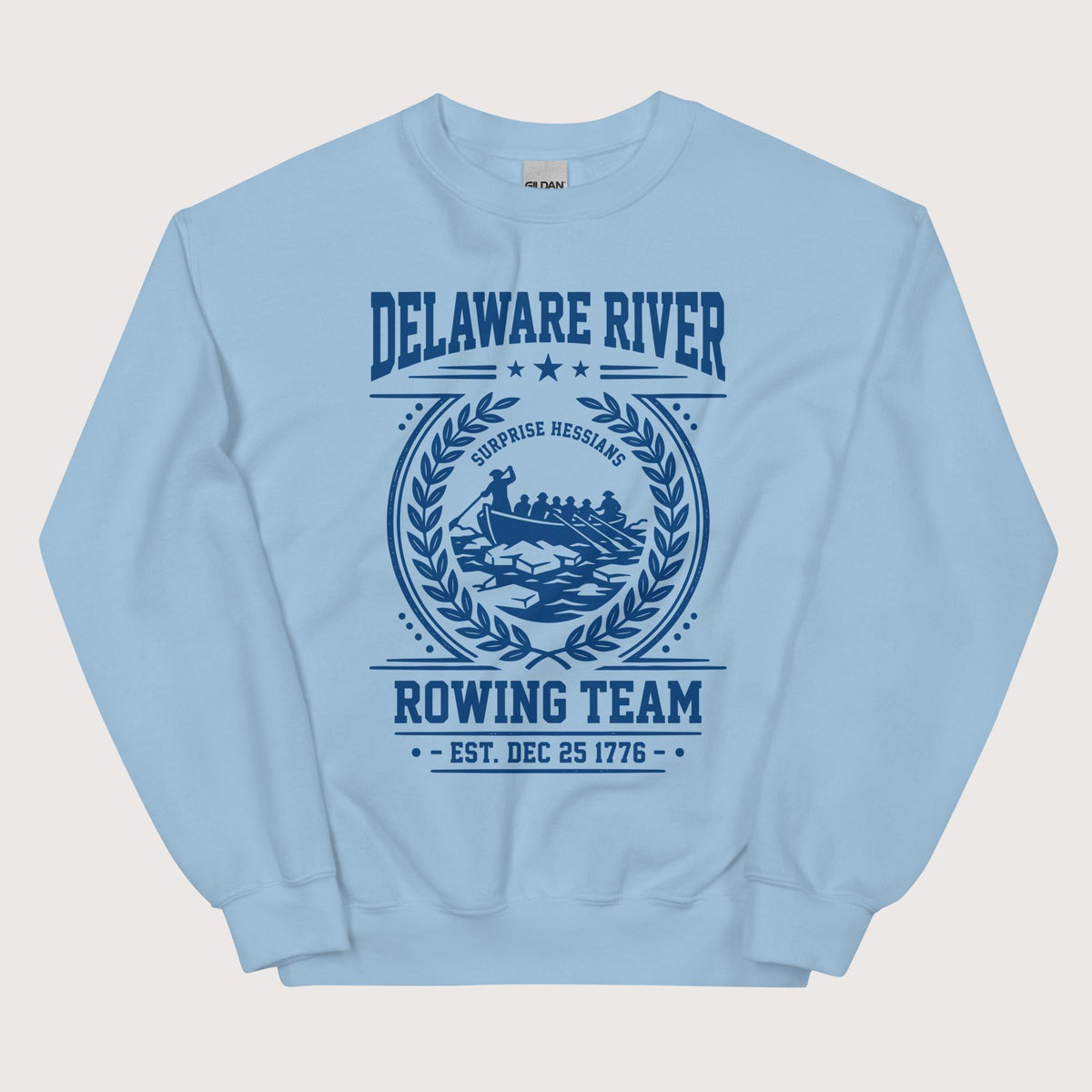Light Blue Delaware River Rowing Team Sweatshirt - history buff gift by HistoHead
