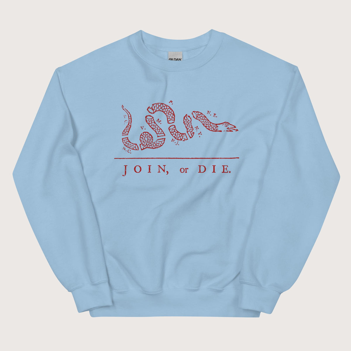 Light Blue Join Or Die Sweatshirt - history buff gift by HistoHead