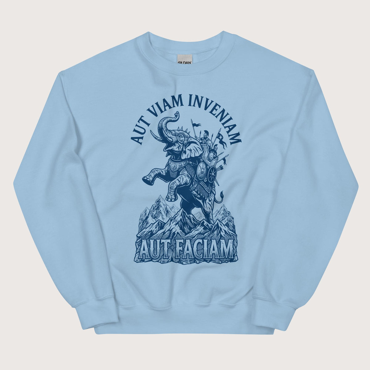 Light Blue Aut Viam Inveniam Hannibal Quote Sweatshirt - history buff gift by HistoHead