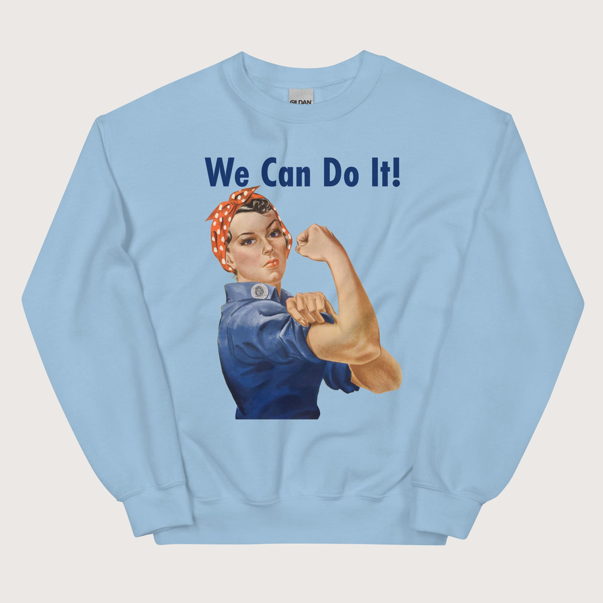 Light Blue Rosie We Can Do It Sweatshirt - history buff gift by HistoHead