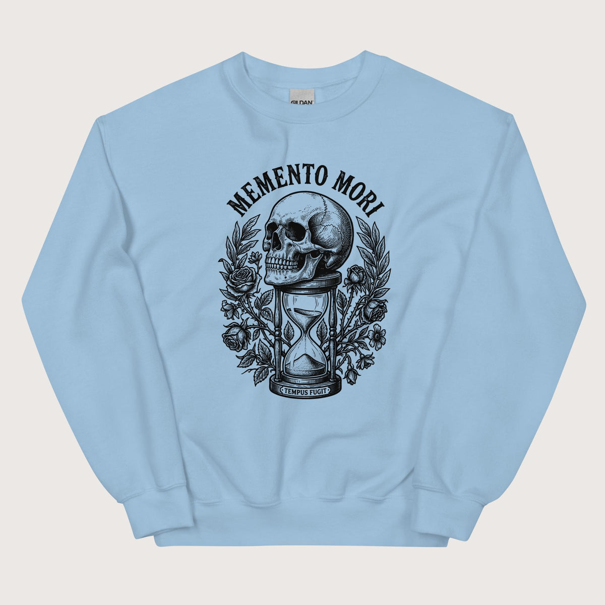 Light Blue Memento Mori Tempus Fugit Sweatshirt - history buff gift by HistoHead