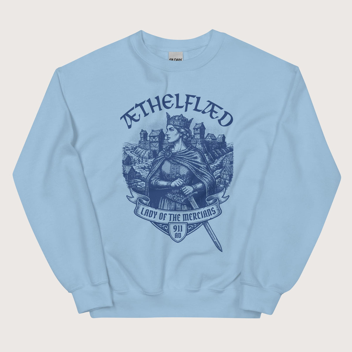 Light Blue Æthelflæd Lady of the Mercians Sweatshirt - history buff gift by HistoHead
