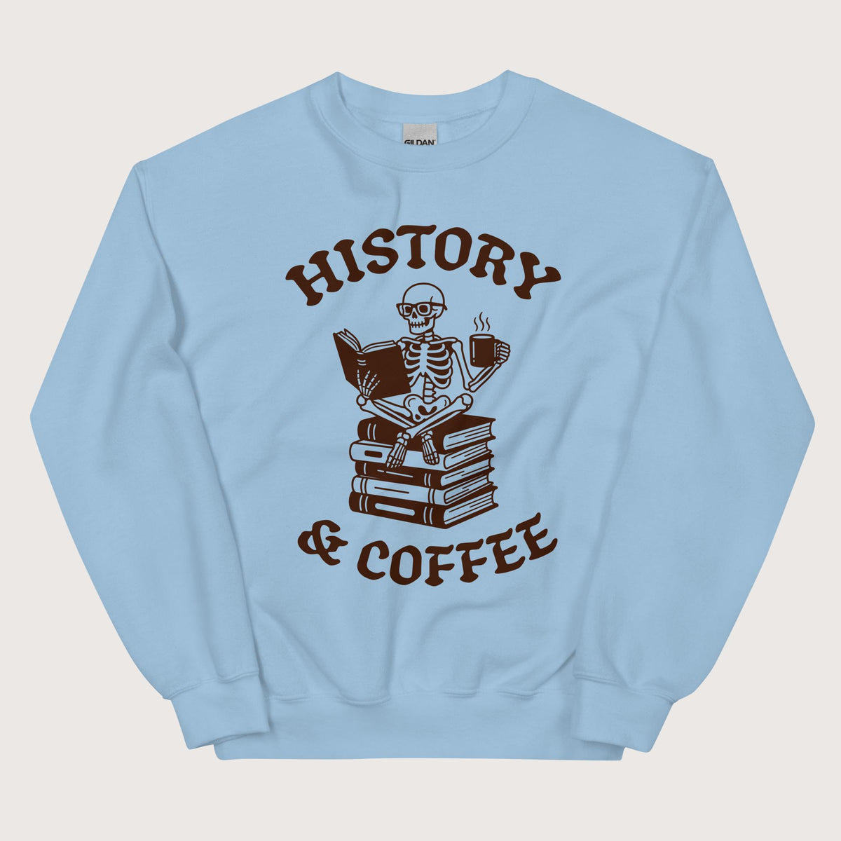 Light Blue History & Coffee Sweatshirt - history buff gift by HistoHead