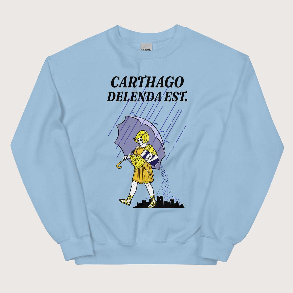 Light Blue Carthago Delenda Est Salt Girl Sweatshirt - history buff gift by HistoHead
