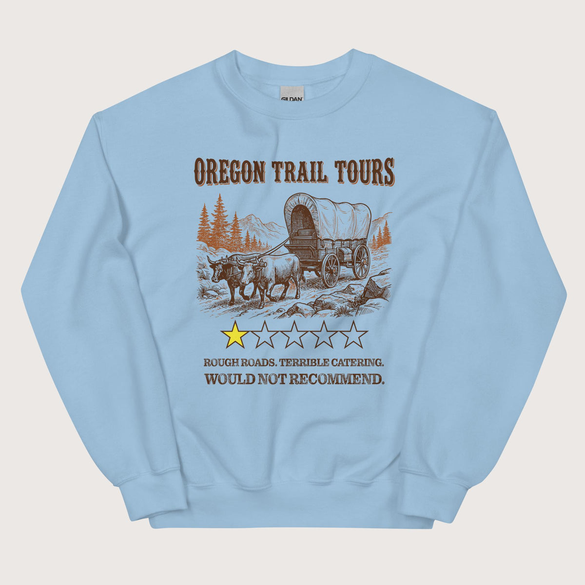 Light Blue Oregon Trail Tours Review Sweatshirt - history buff gift by HistoHead