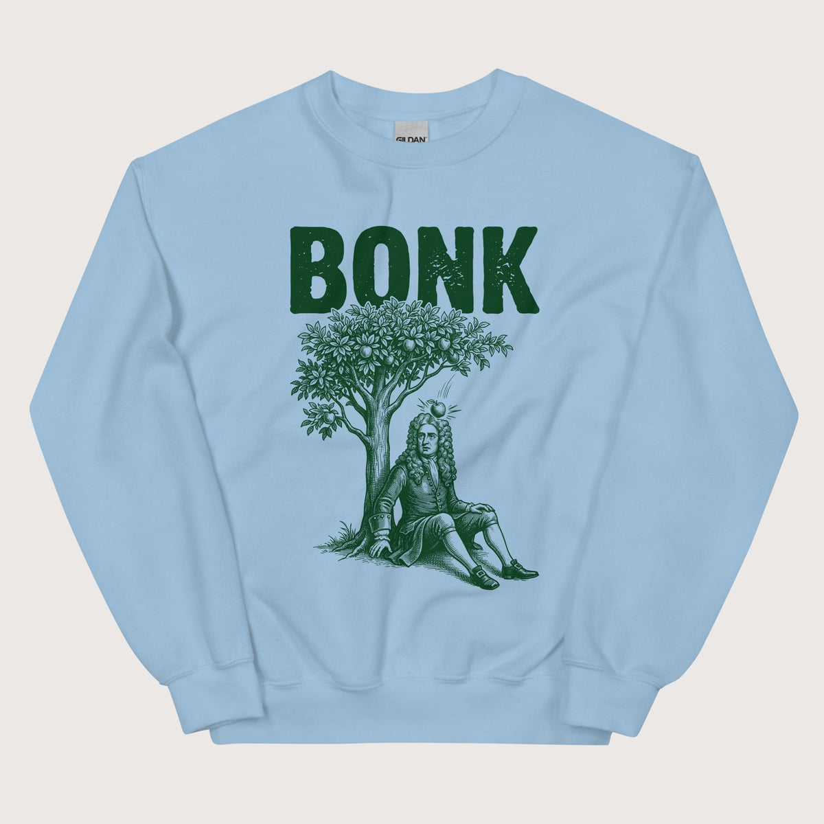 Light Blue Newton Bonk Sweatshirt - history buff gift by HistoHead