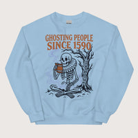 Light Blue Roanoke Colony Ghosting Since 1590 Sweatshirt - history buff gift by HistoHead