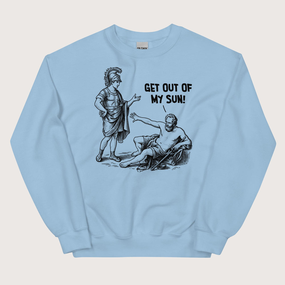 Light Blue Diogenes: Get Out of My Sun Sweatshirt - history buff gift by HistoHead
