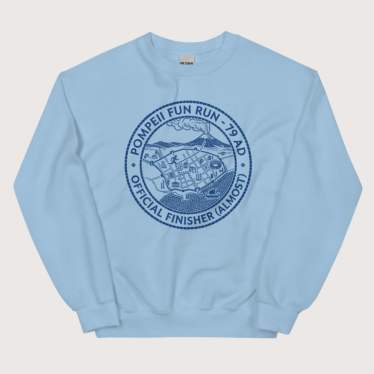Light Blue Pompeii Fun Run Official Finisher Sweatshirt - history buff gift by HistoHead