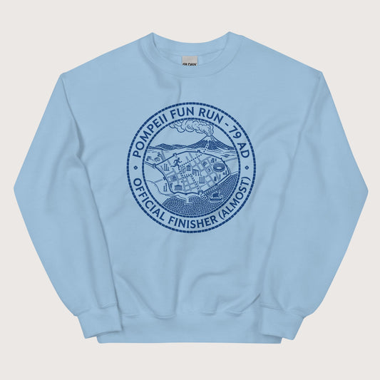 Light Blue Pompeii Fun Run Official Finisher Sweatshirt - history buff gift by HistoHead