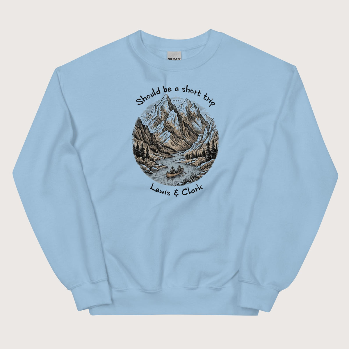 Light Blue Lewis & Clark Short Trip Sweatshirt - history buff gift by HistoHead