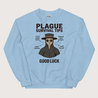 Light Blue Plague Survival Tips Sweatshirt - history buff gift by HistoHead
