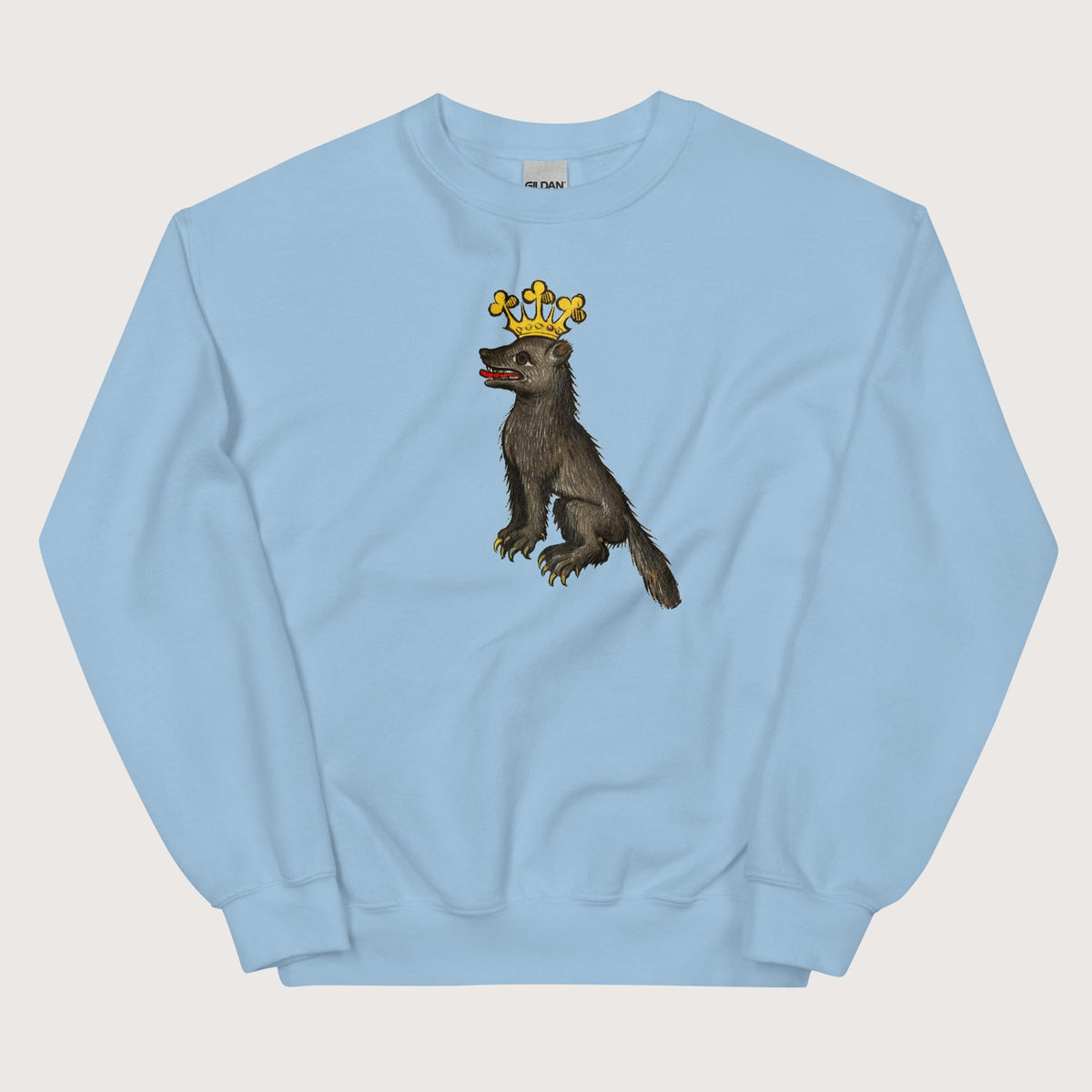 Light Blue Medieval Wolf King Sweatshirt - history buff gift by HistoHead