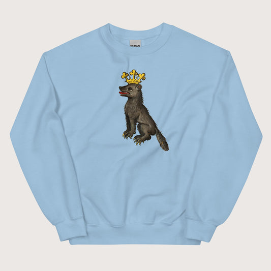 Light Blue Medieval Wolf King Sweatshirt - history buff gift by HistoHead