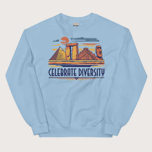 Light Blue Celebrate Diversity Stone Wonders Sweatshirt - history buff gift by HistoHead
