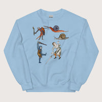 Light Blue Medieval Marginalia Snail Enemy Sweatshirt - history buff gift by HistoHead