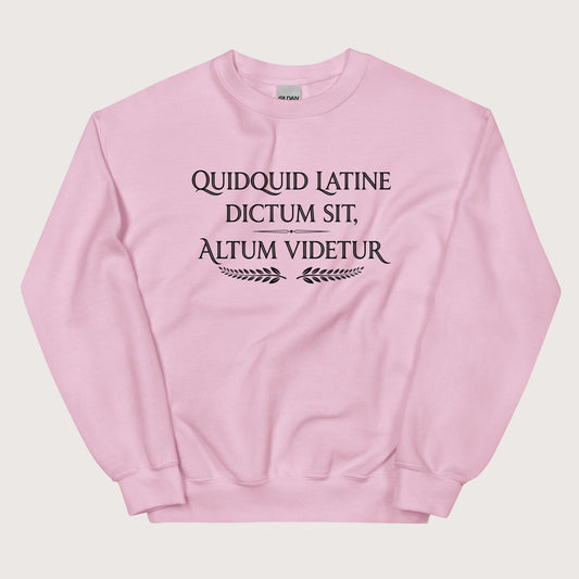 Light Pink Whatever Is Said in Latin Seems Deep Sweatshirt - history buff gift by HistoHead