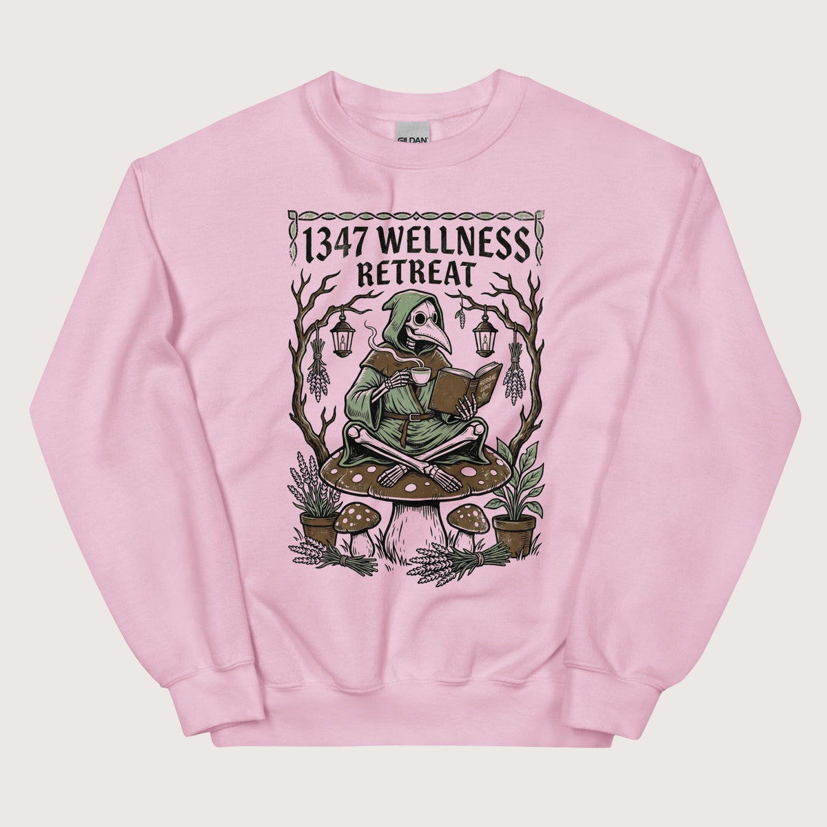 Light Pink Plague Doctor Wellness Retreat Sweatshirt - history buff gift by HistoHead