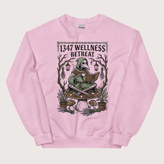 Light Pink Plague Doctor Wellness Retreat Sweatshirt - history buff gift by HistoHead