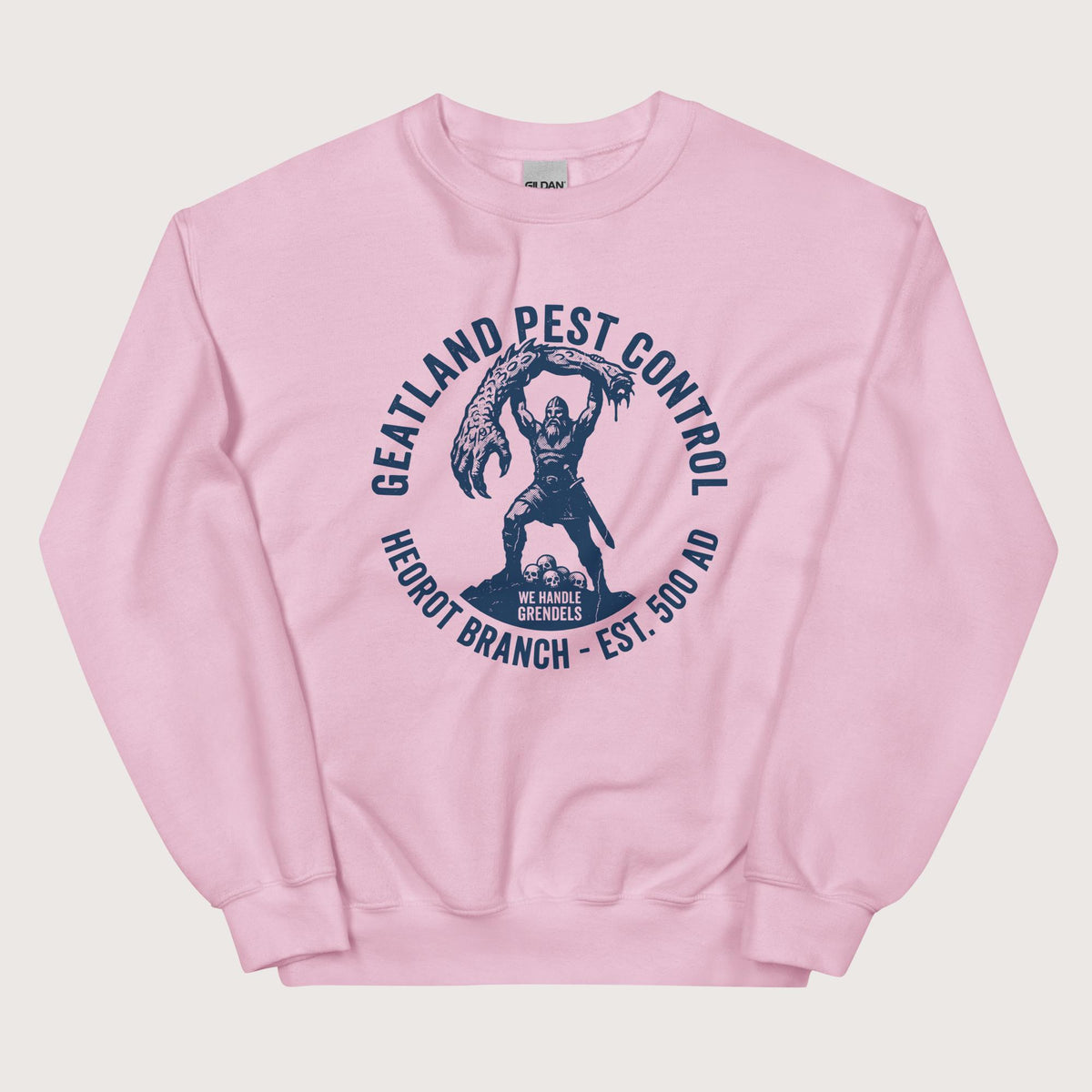 Light Pink Geatland Pest Control Sweatshirt - history buff gift by HistoHead