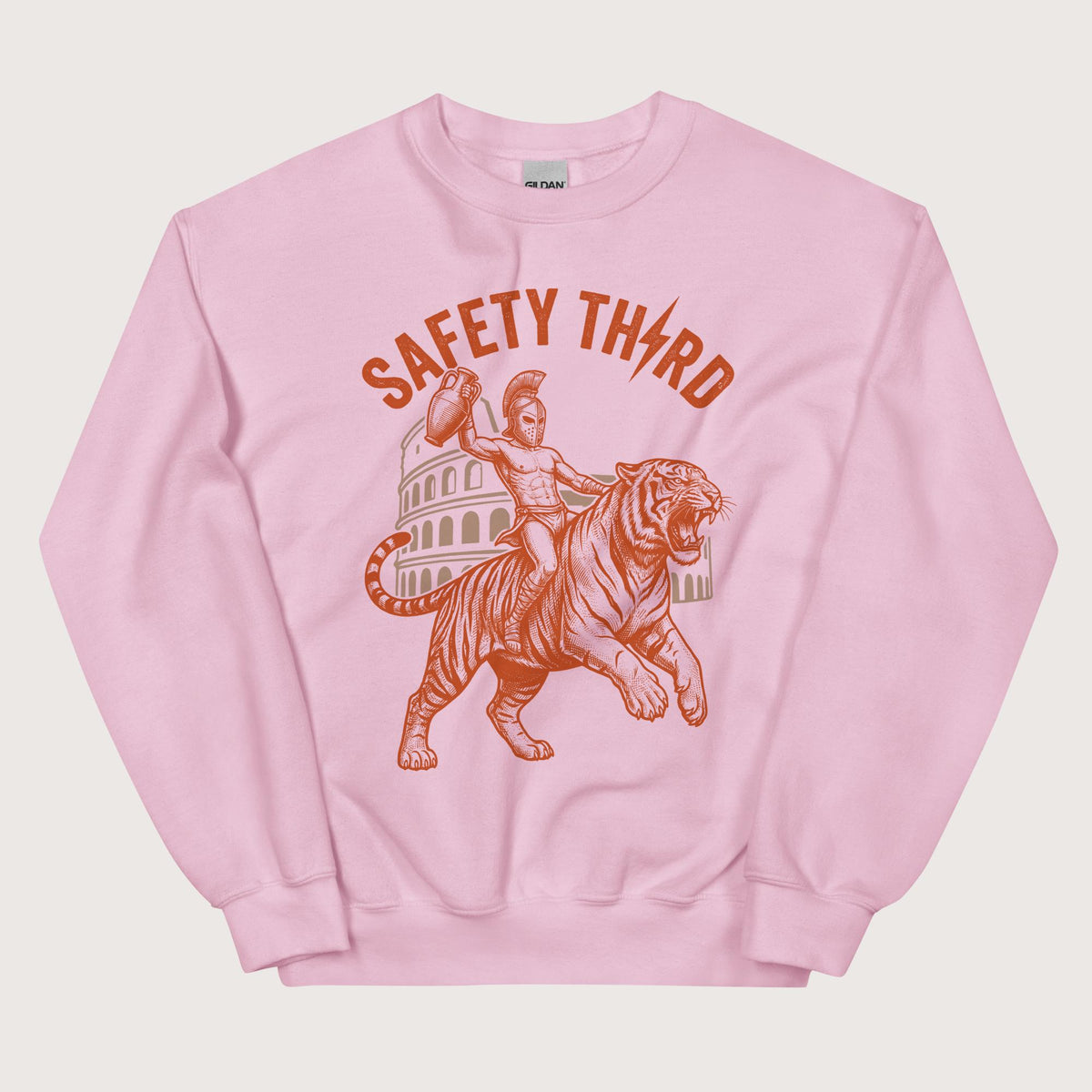 Light Pink Gladiator Safety Third Sweatshirt - history buff gift by HistoHead