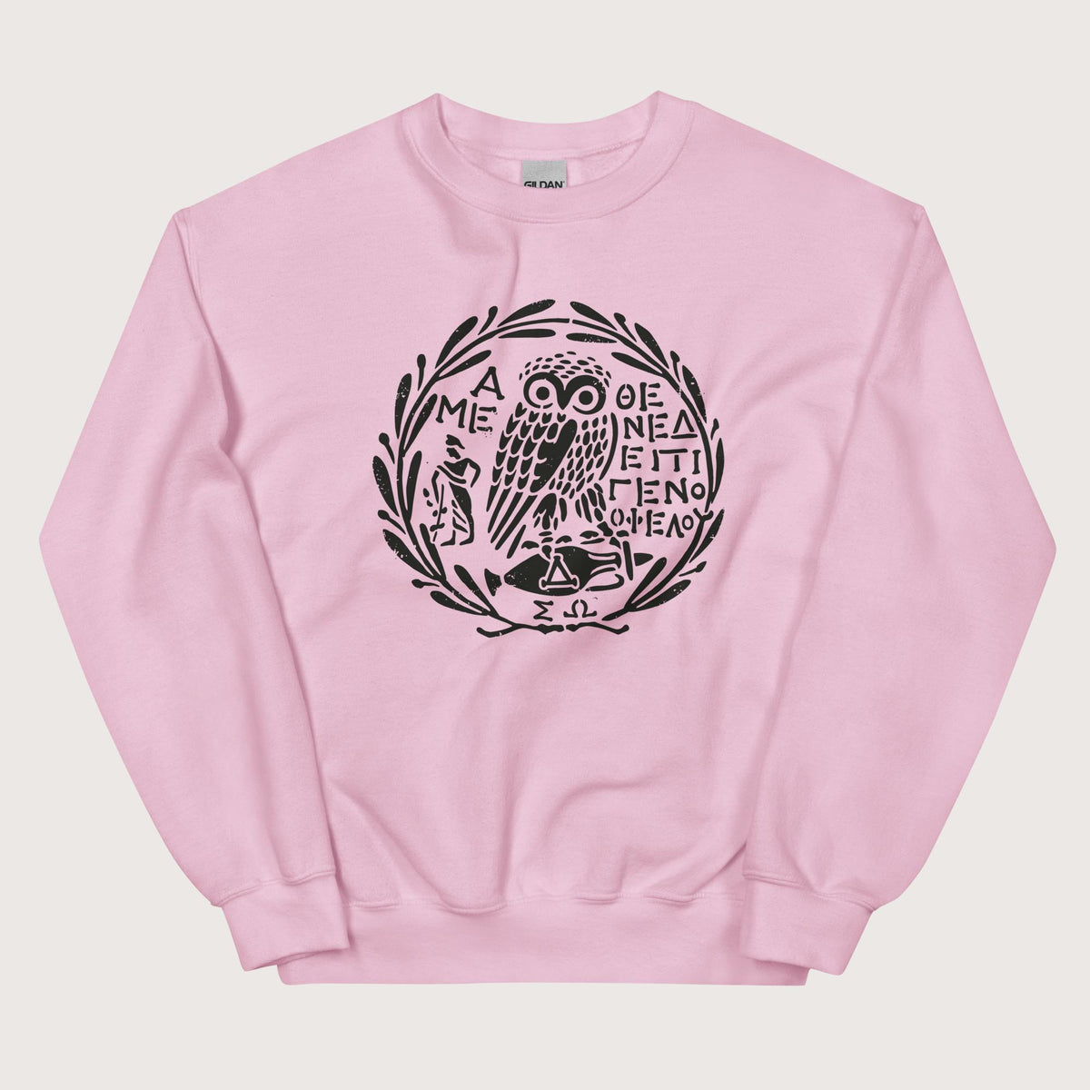 Light Pink Owl of Athena 2 Sweatshirt - history buff gift by HistoHead