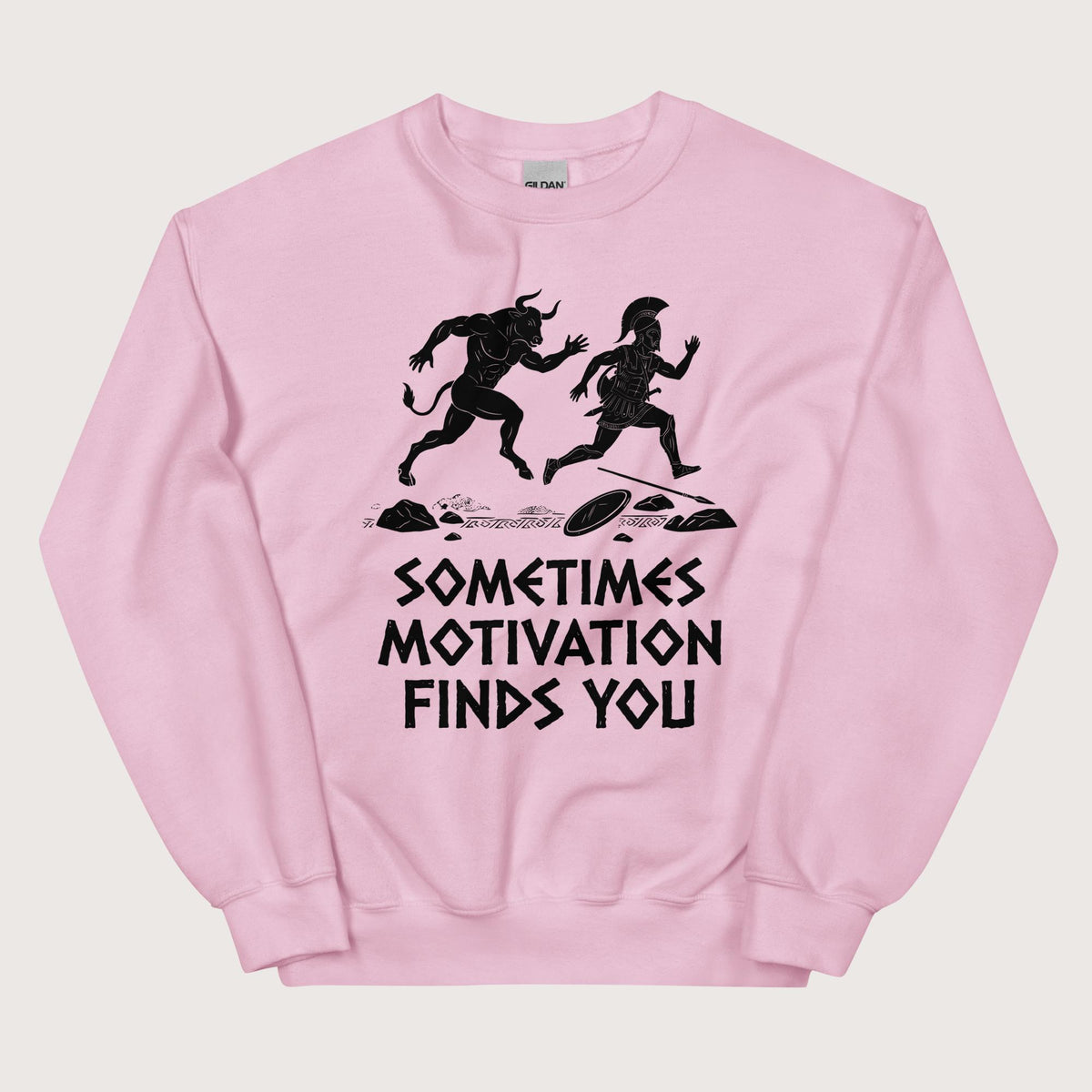 Light Pink Motivation Finds You Minotaur Edition Sweatshirt - history buff gift by HistoHead