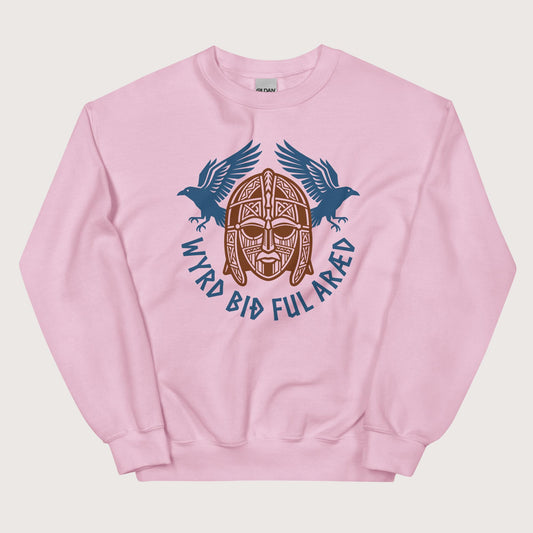 Light Pink Wyrd Bið Ful Aræd Sutton Hoo Helmet Edition Sweatshirt - history buff gift by HistoHead