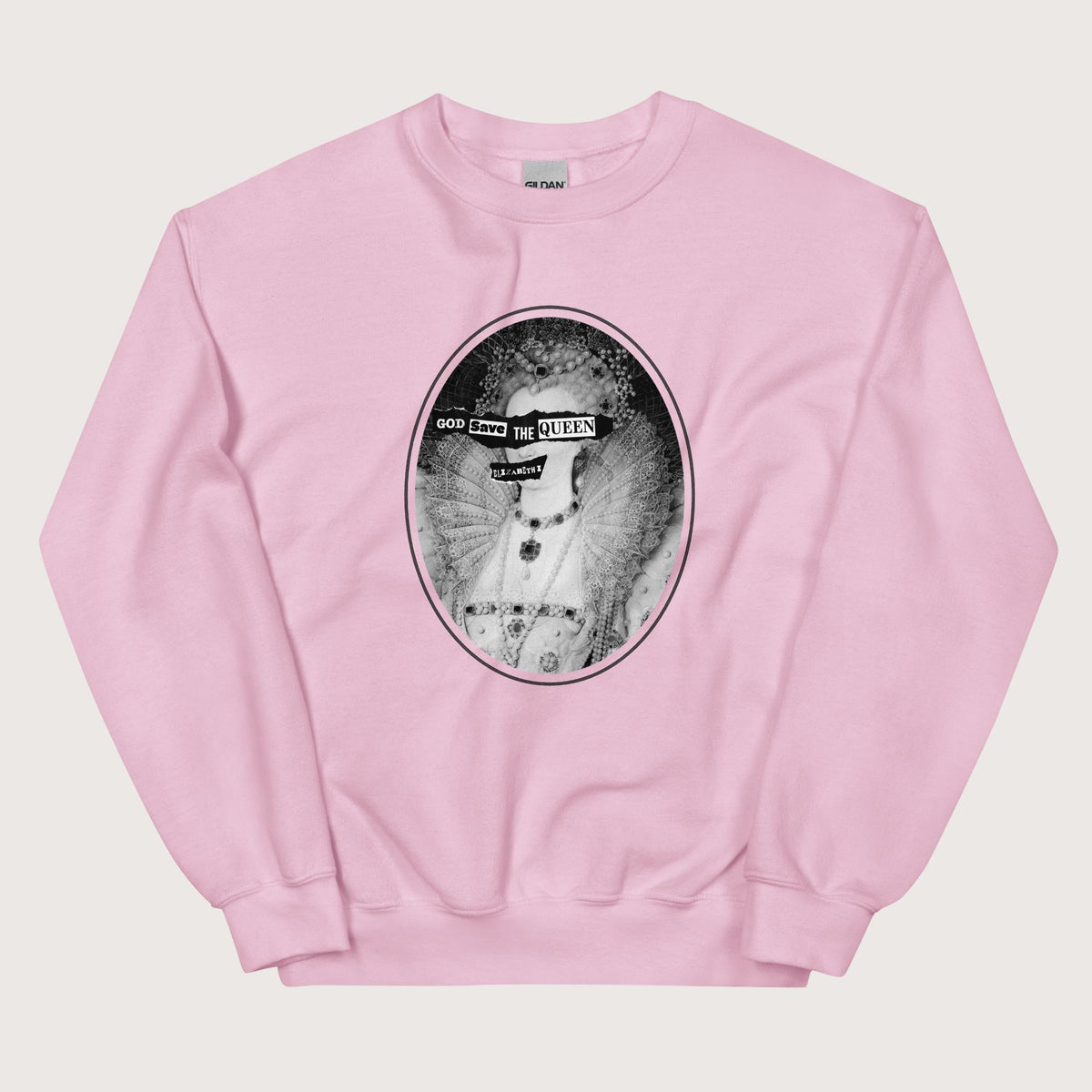 Light Pink God Save the Queen Elizabeth I Sweatshirt - history buff gift by HistoHead