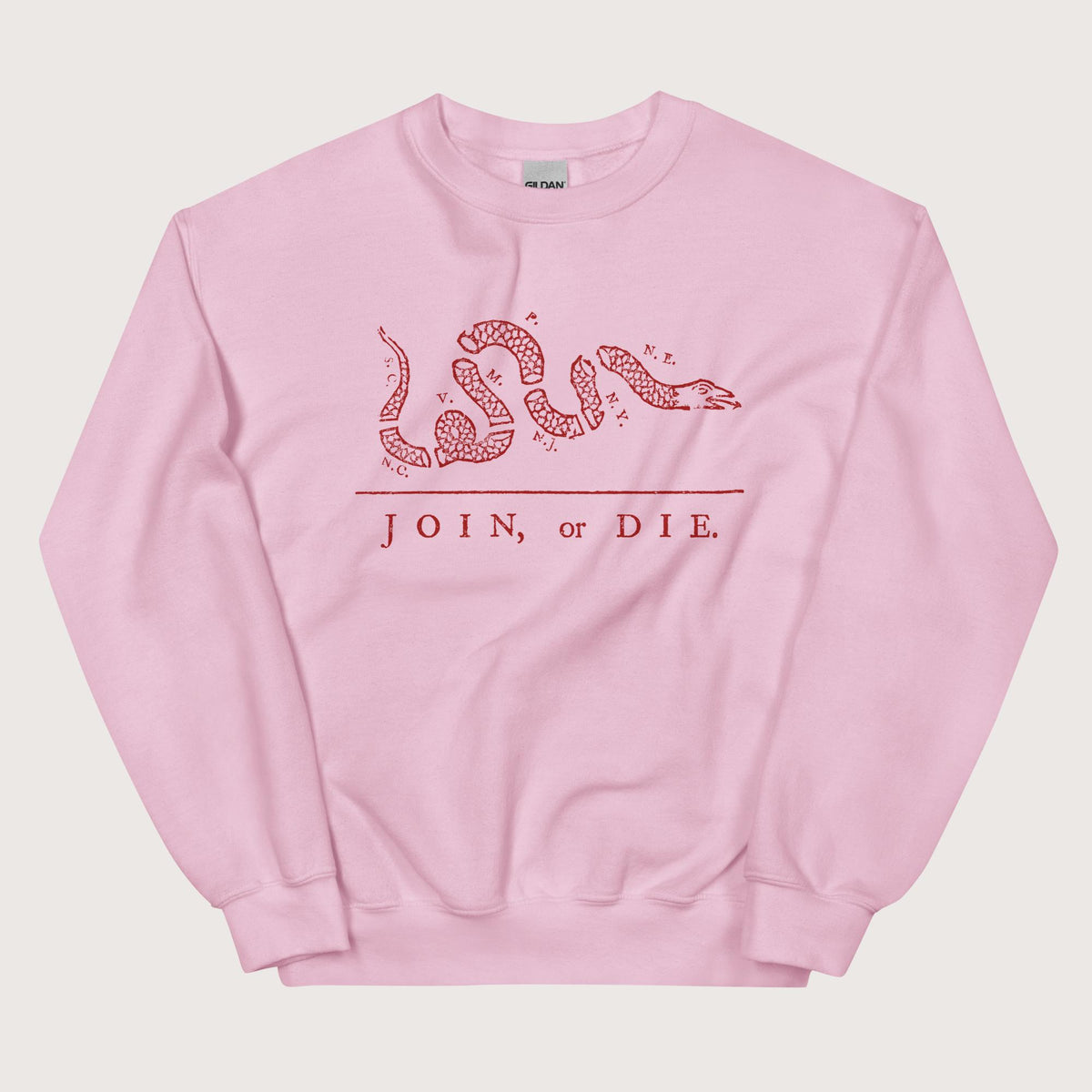 Light Pink Join Or Die Sweatshirt - history buff gift by HistoHead