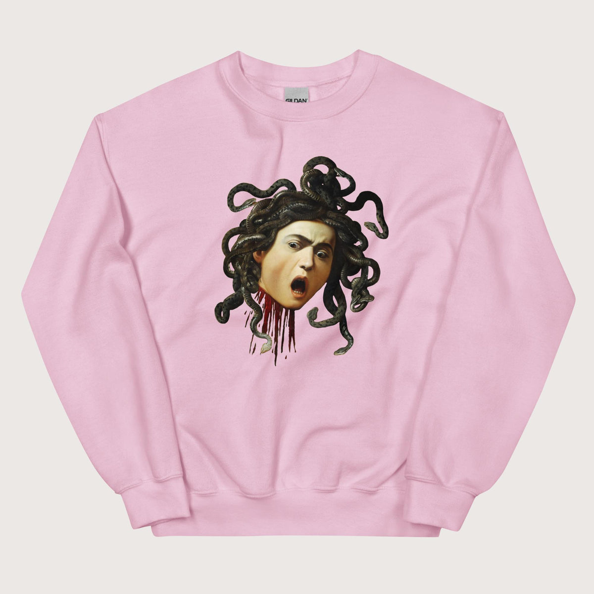 Light Pink Medusa by Caravaggio Sweatshirt - history buff gift by HistoHead