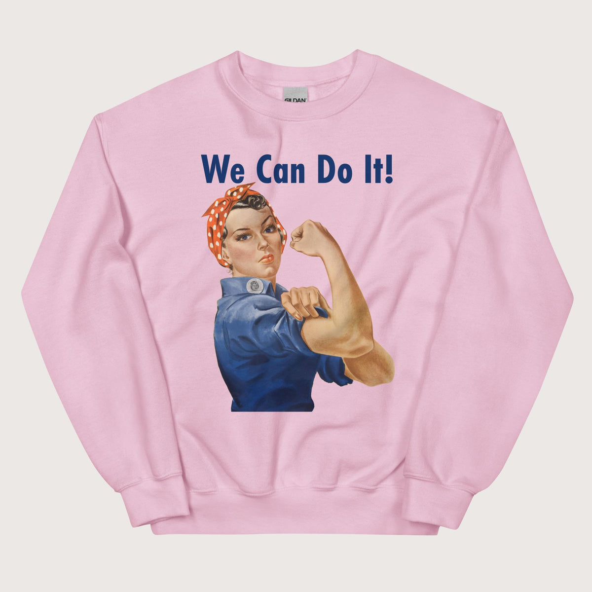 Light Pink Rosie We Can Do It Sweatshirt - history buff gift by HistoHead