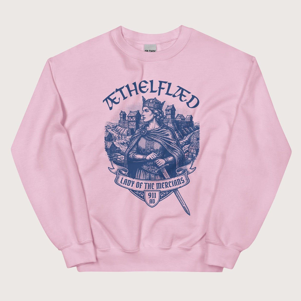 Light Pink Æthelflæd Lady of the Mercians Sweatshirt - history buff gift by HistoHead