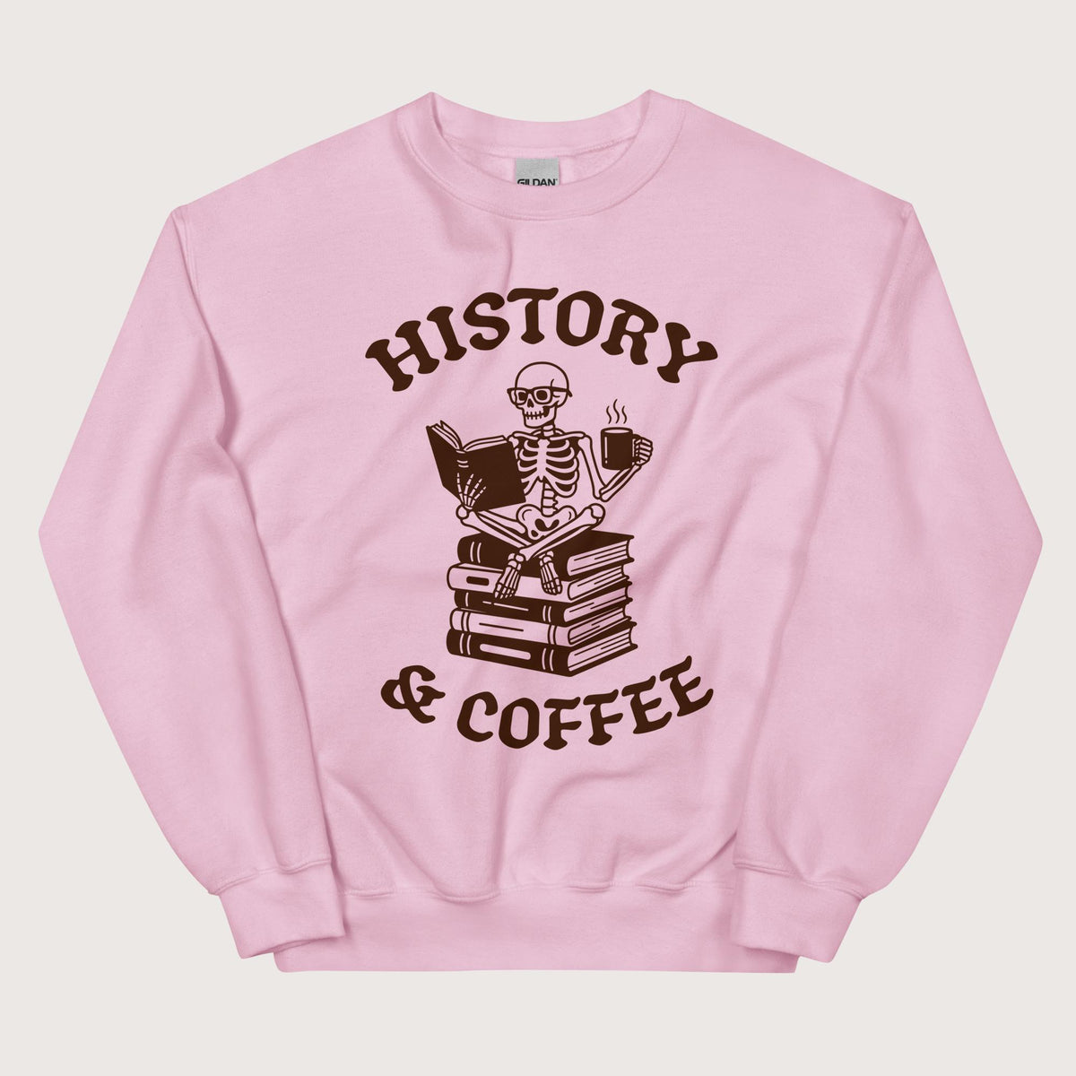 Light Pink History & Coffee Sweatshirt - history buff gift by HistoHead