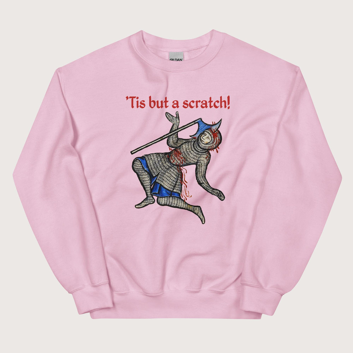 Light Pink Tis But A Scratch Sweatshirt - history buff gift by HistoHead