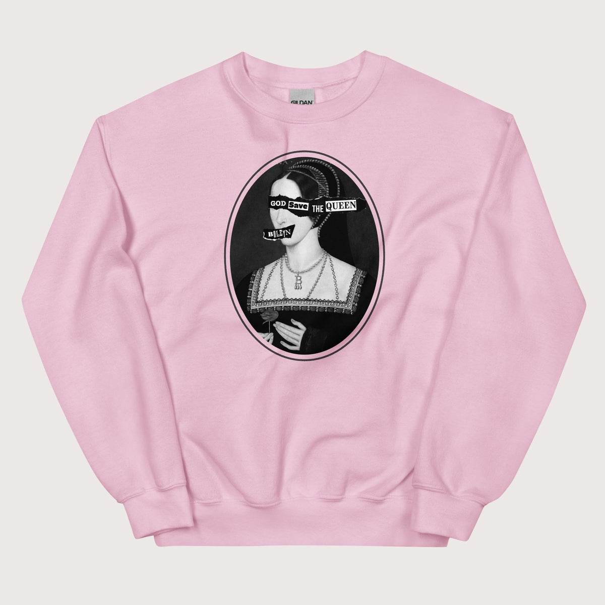 Light Pink God Save the Queen Anne Boleyn Sweatshirt - history buff gift by HistoHead