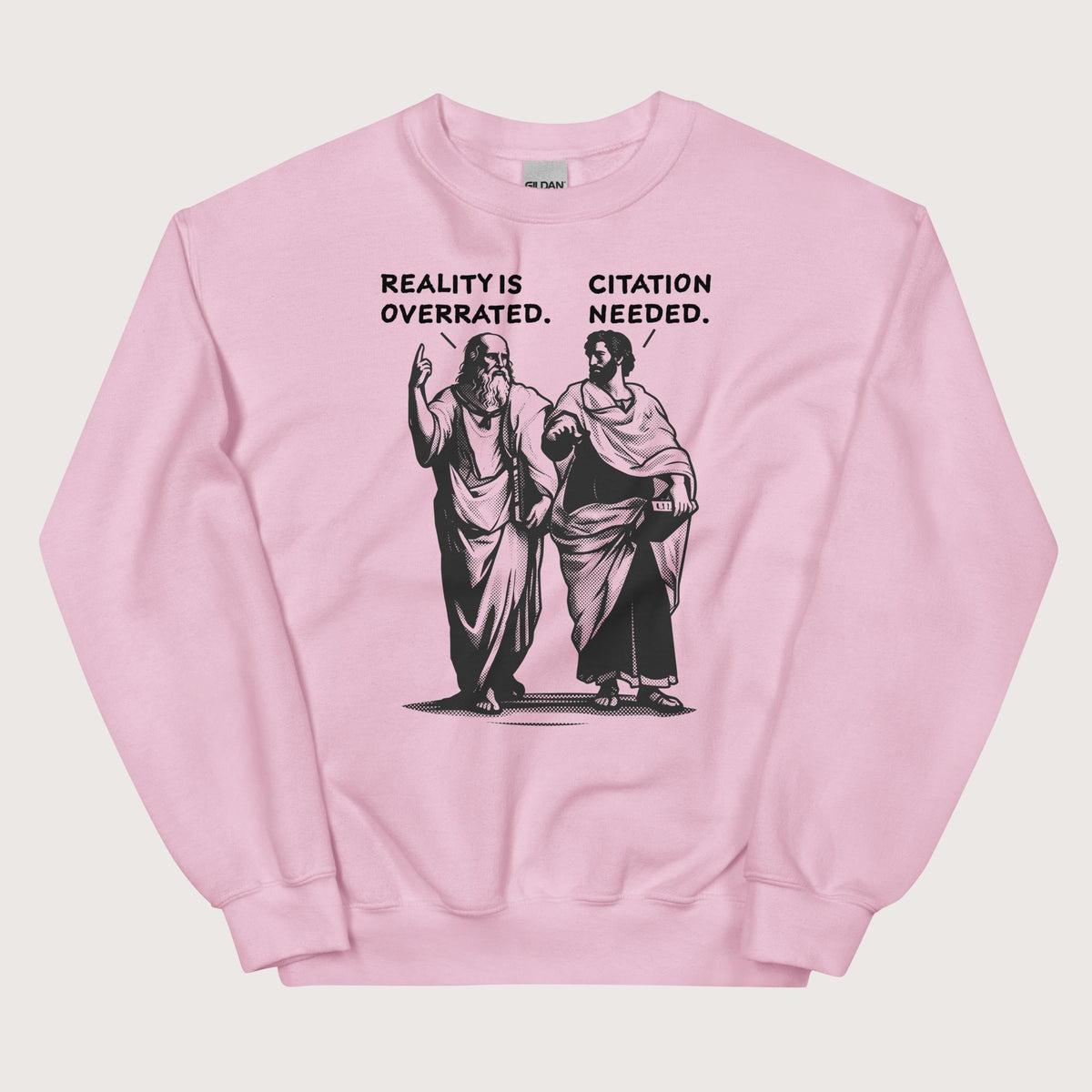 Light Pink Plato & Aristotle Debate Sweatshirt - history buff gift by HistoHead